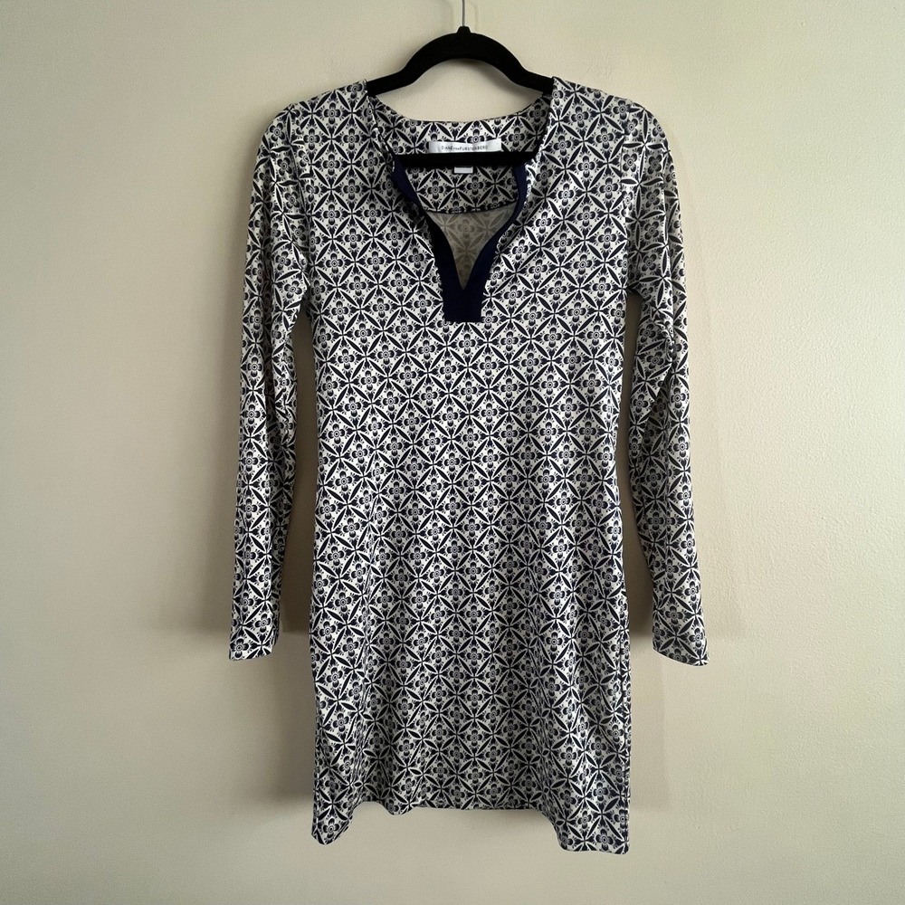 Diane von Furstenberg Reina Silk Jersey Shift Mini Dress Navy Print Size 0